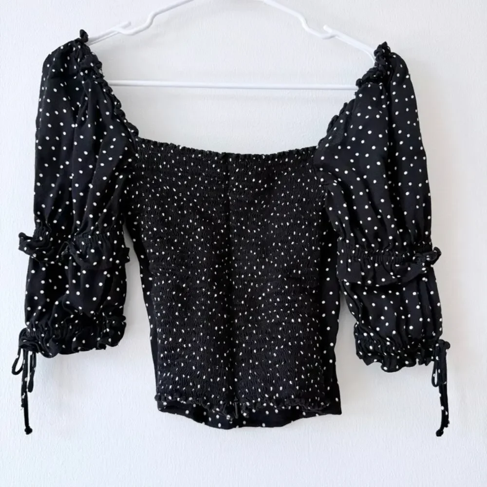 Reformation Nina Top Caviar Dot Black White Polka Dot XS